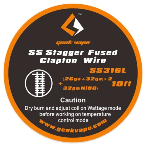 Stagger fused clapton SS316 (26ga+32ga)x2+32ga 3m